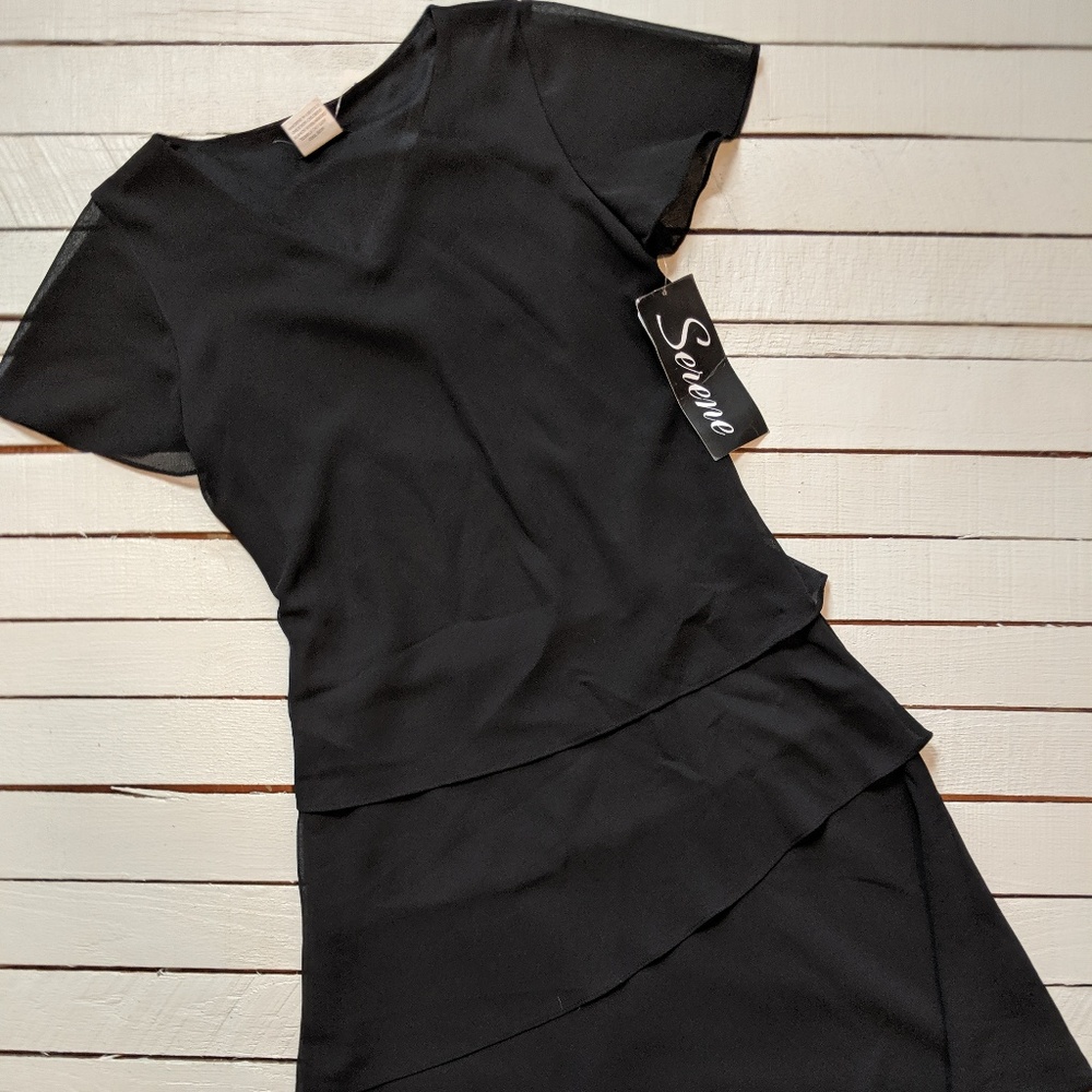 NEW Serene Black Ruffled Dress (size 8P)